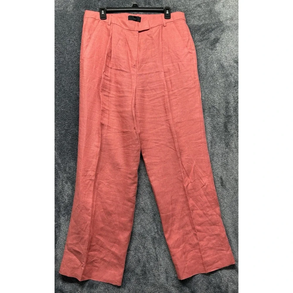 Banana Republic Womens Size 12 Pink Linen Full Length Straight Leg Pants (U3)